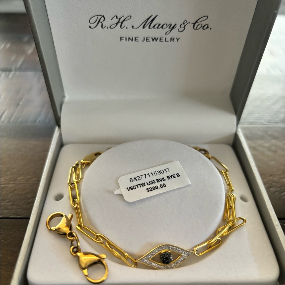 14k gold over sterling silver “Evil Eye” bracelet.